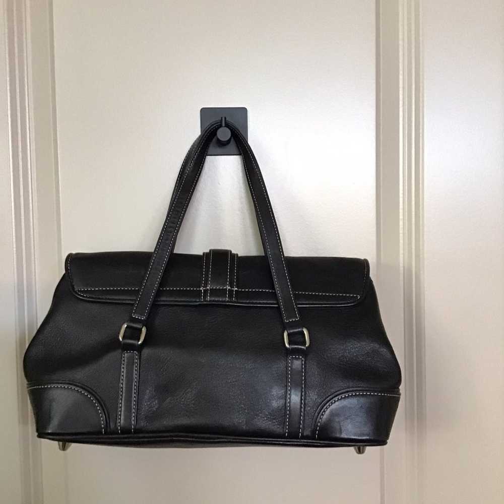 Vintage Coach Black Hampton Leather Buckle Satchel - image 2