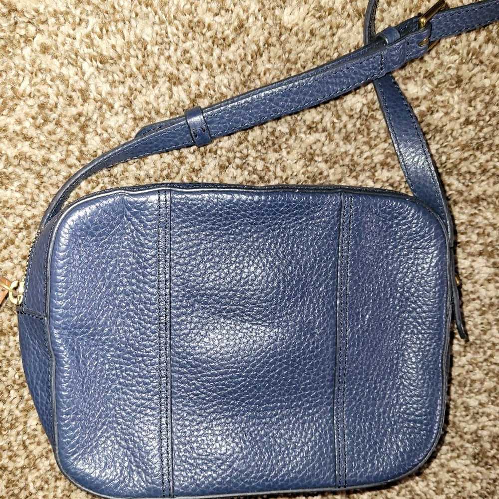 Vintage Blue Leather Fossil Crossbody Bag Purse R… - image 2