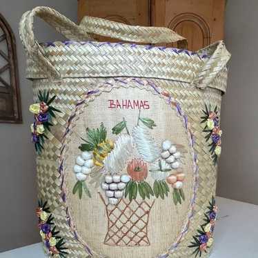 Vintage Woven Straw Beach Tote