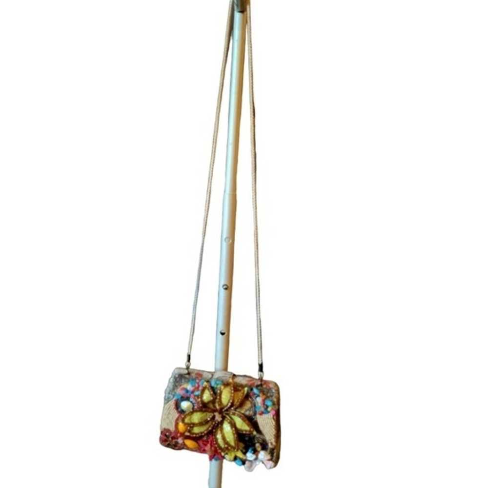 Vintage Floral Beaded Evening Shoulder Crossbody … - image 3