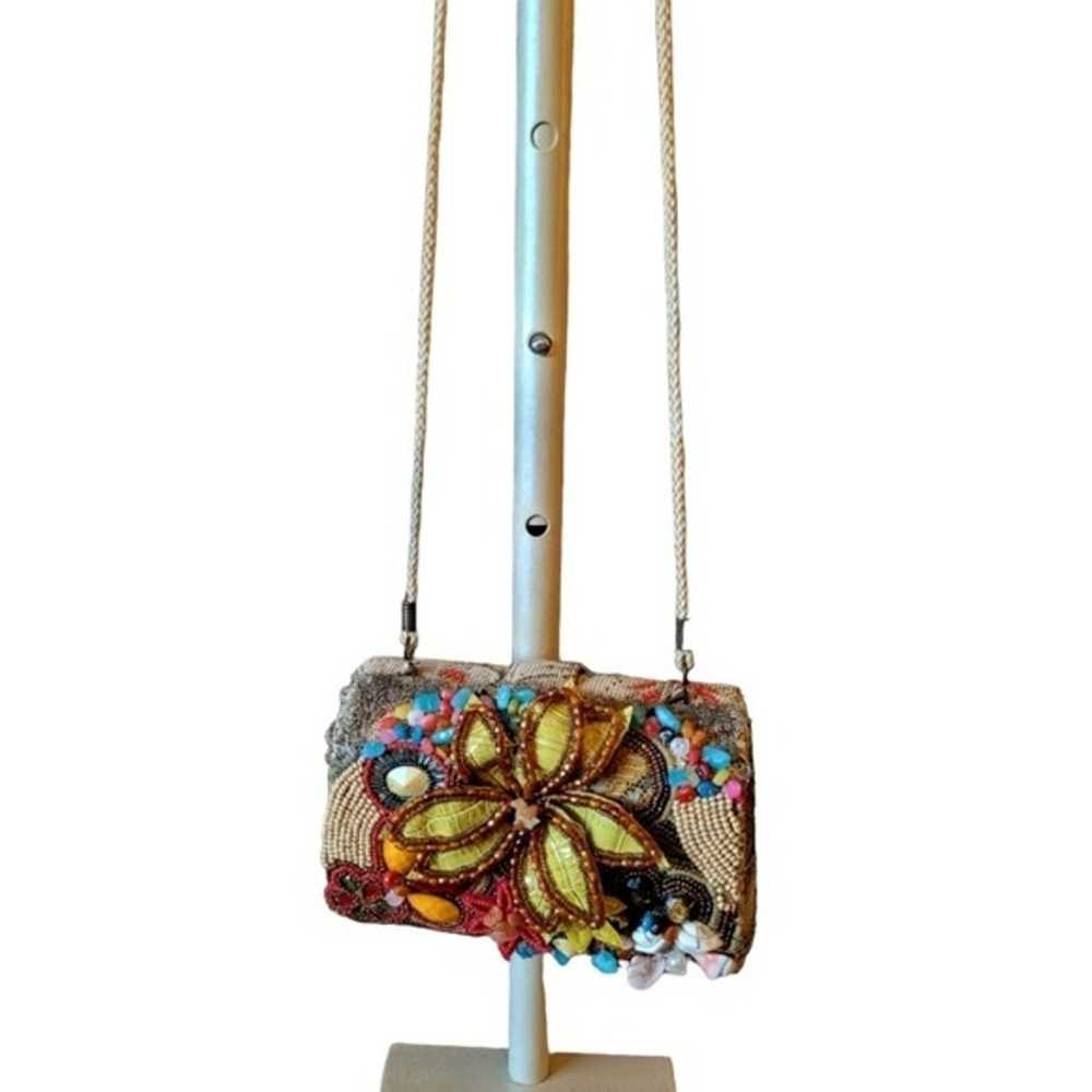 Vintage Floral Beaded Evening Shoulder Crossbody … - image 4