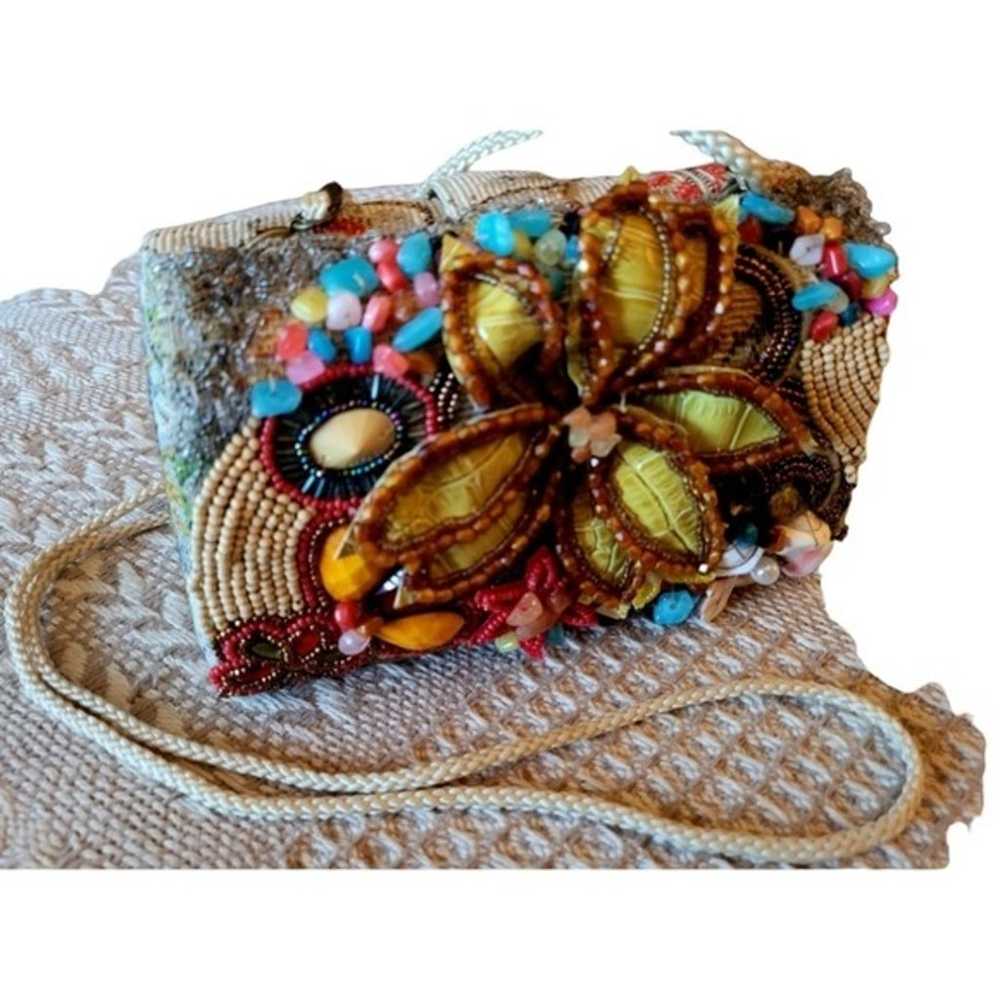 Vintage Floral Beaded Evening Shoulder Crossbody … - image 5