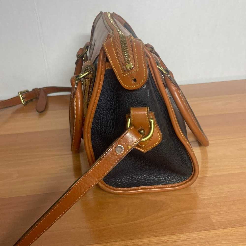 Vintage Dooney Satchel 1980’s Dark Navy/tan All W… - image 10