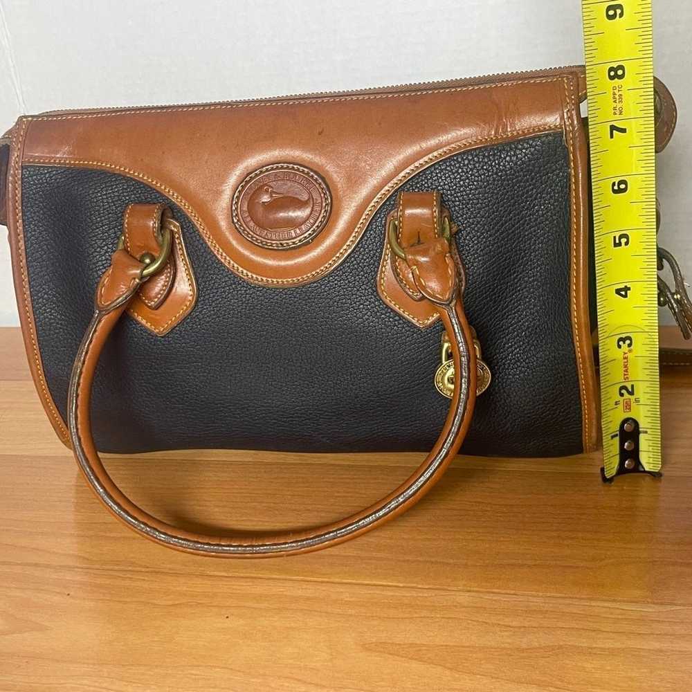 Vintage Dooney Satchel 1980’s Dark Navy/tan All W… - image 11