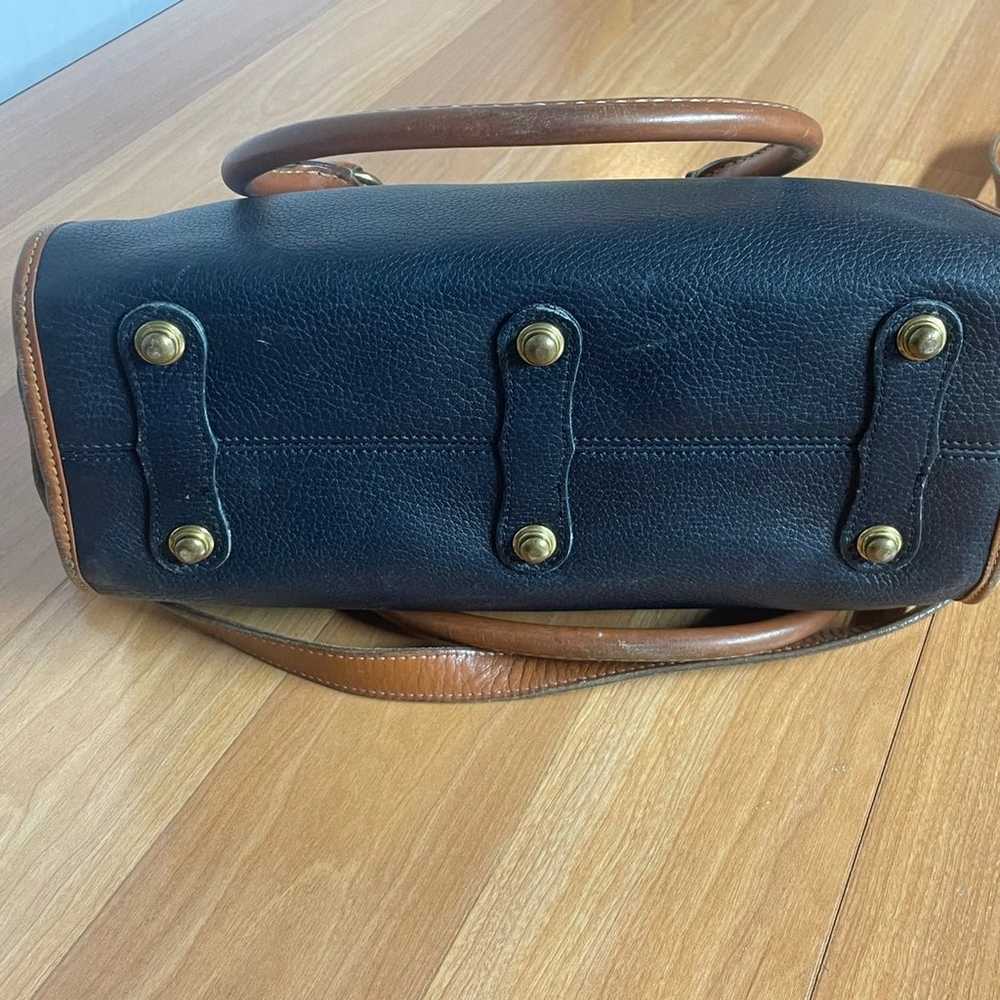 Vintage Dooney Satchel 1980’s Dark Navy/tan All W… - image 6