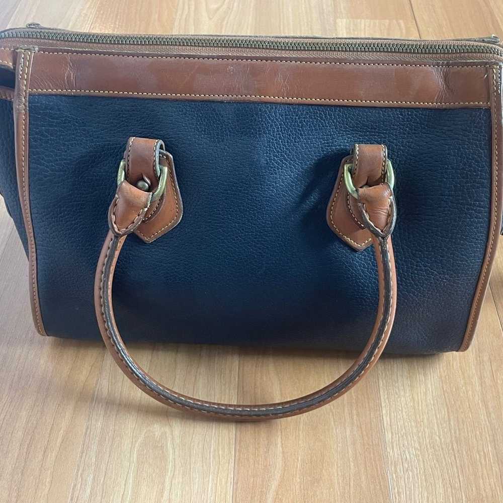 Vintage Dooney Satchel 1980’s Dark Navy/tan All W… - image 7