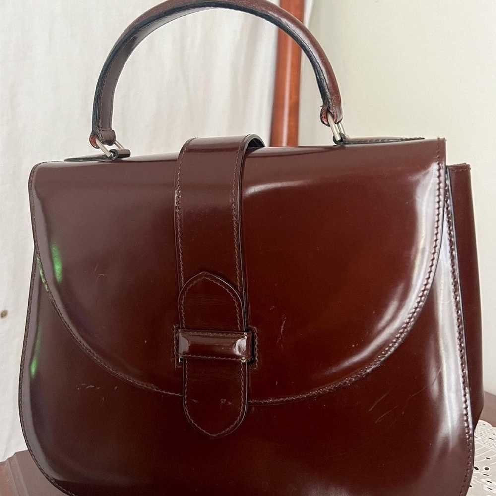 VINTAGE Cole Haan top handle maroon purse - image 1