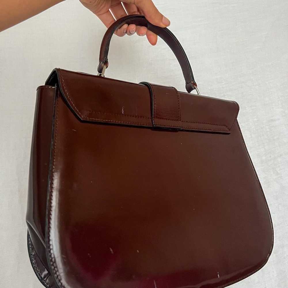 VINTAGE Cole Haan top handle maroon purse - image 3