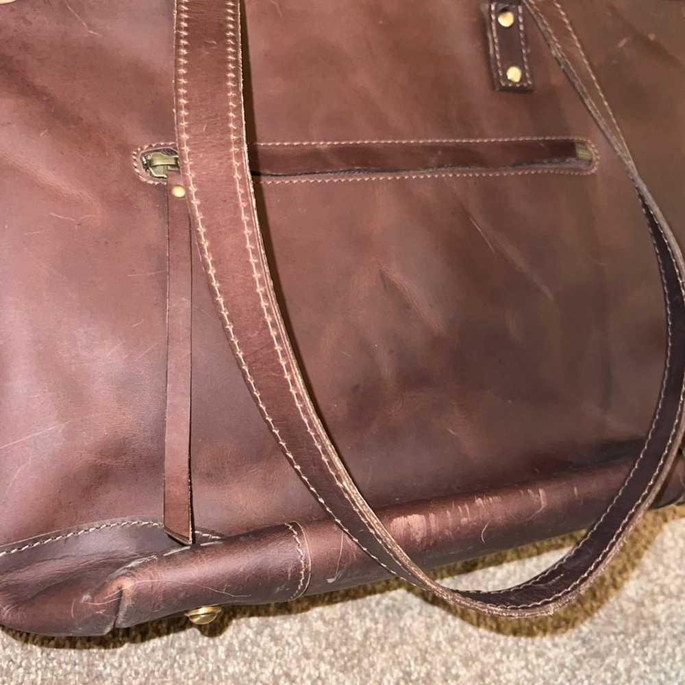 Vintage genuine leather brown shoulder bag. - image 10