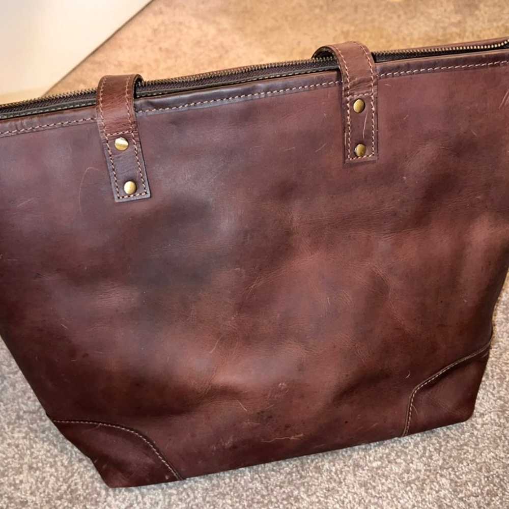 Vintage genuine leather brown shoulder bag. - image 2