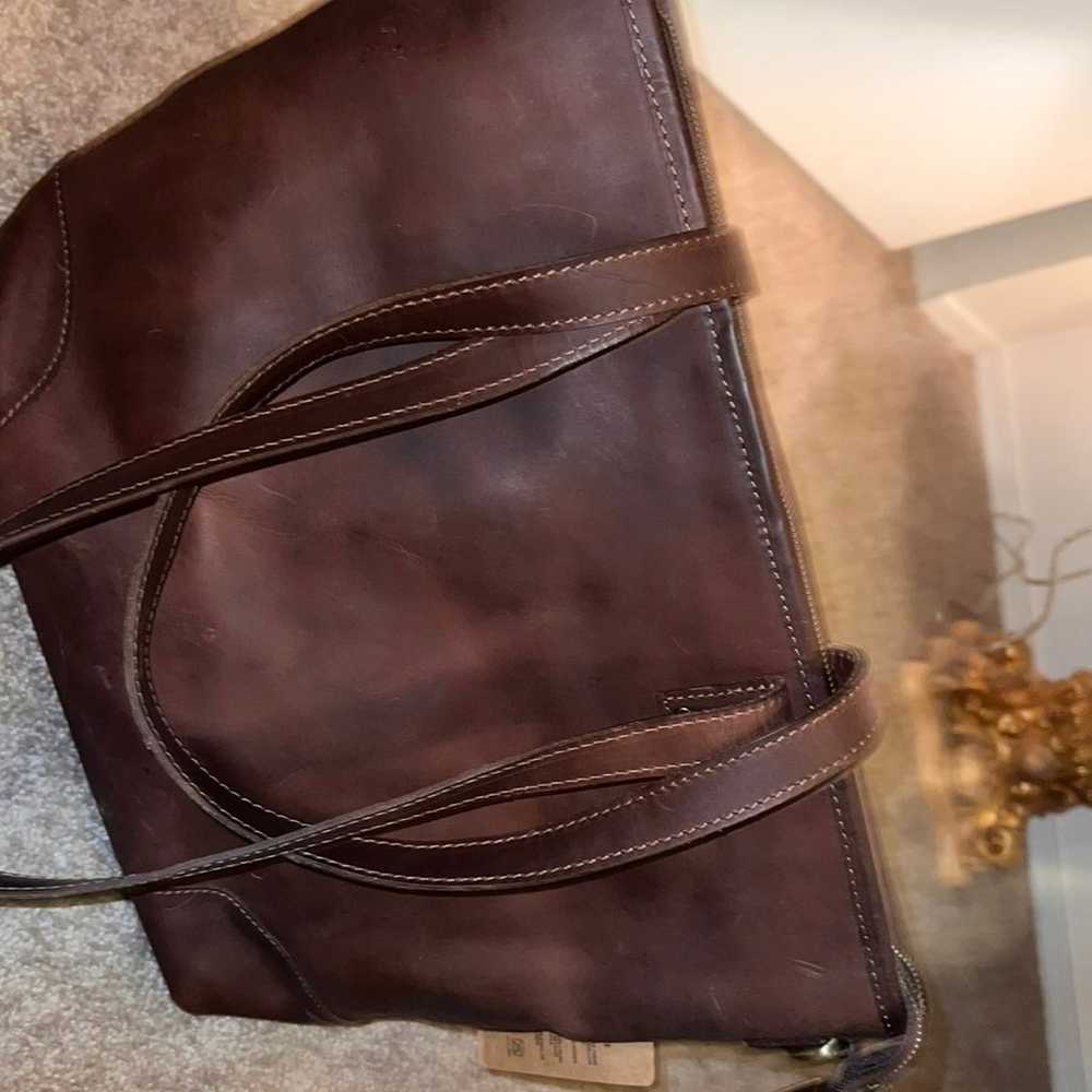 Vintage genuine leather brown shoulder bag. - image 3