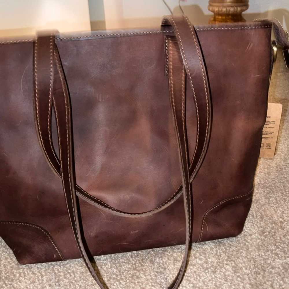 Vintage genuine leather brown shoulder bag. - image 4