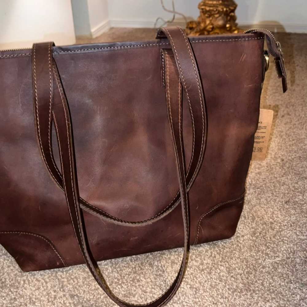 Vintage genuine leather brown shoulder bag. - image 5