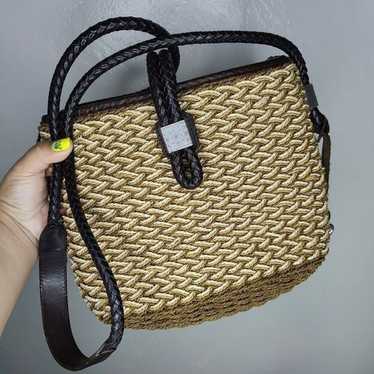 Brighton Vintage Rafia Woven Leather Cross Body Ba