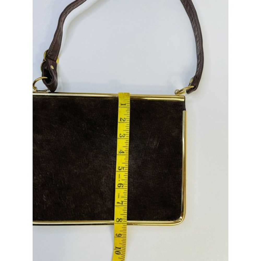 Vintage 60s Brass Trim Suede Envelope Crossbody P… - image 10