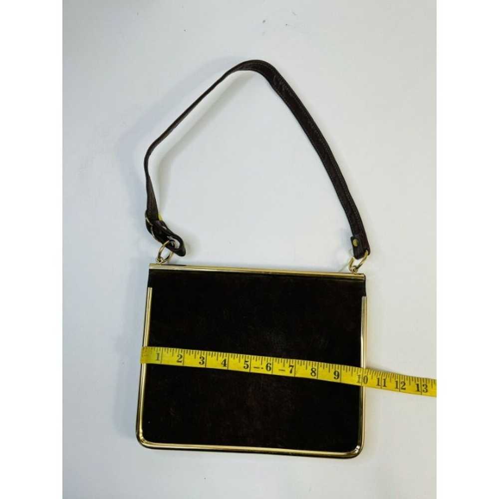 Vintage 60s Brass Trim Suede Envelope Crossbody P… - image 11