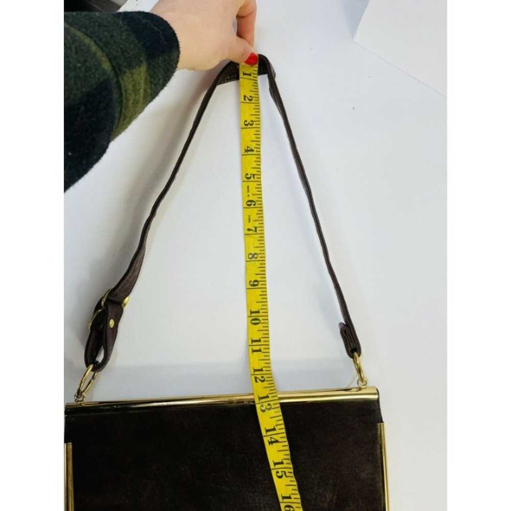 Vintage 60s Brass Trim Suede Envelope Crossbody P… - image 12