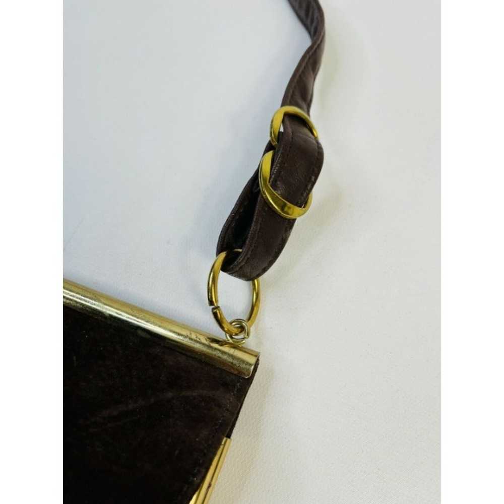 Vintage 60s Brass Trim Suede Envelope Crossbody P… - image 2