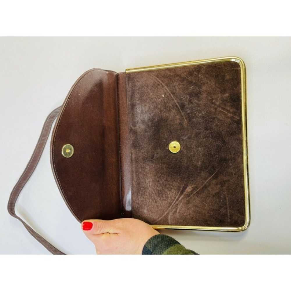 Vintage 60s Brass Trim Suede Envelope Crossbody P… - image 4