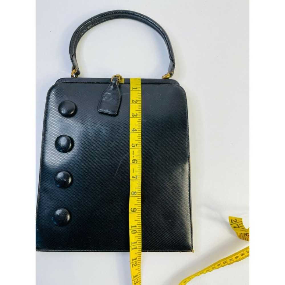 Vintage 60s Button Detail Slim Leather Briefcase … - image 9