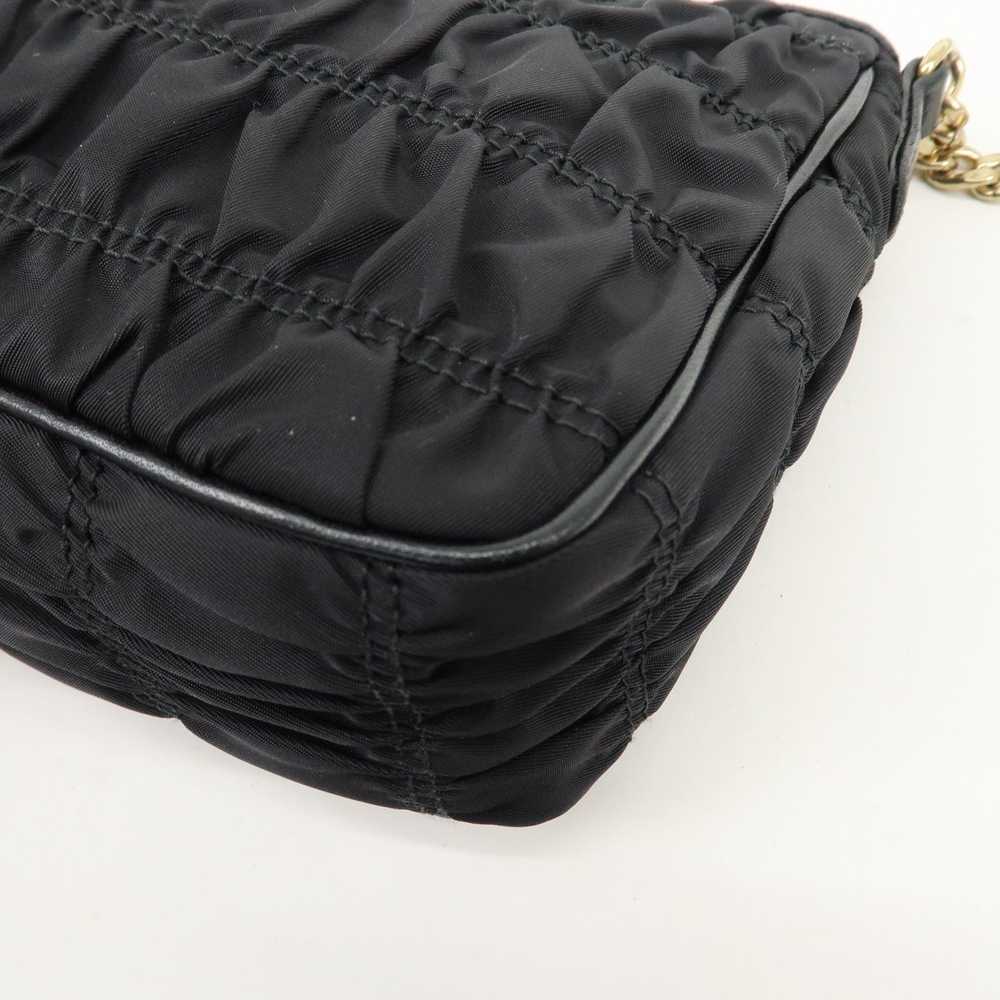 PRADA Nylon Leather Chain Shoulder Bag Black 1BH1… - image 12