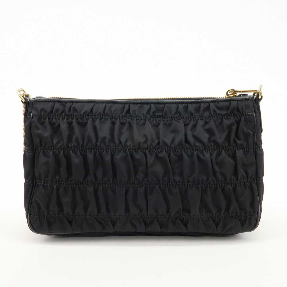 PRADA Nylon Leather Chain Shoulder Bag Black 1BH1… - image 2