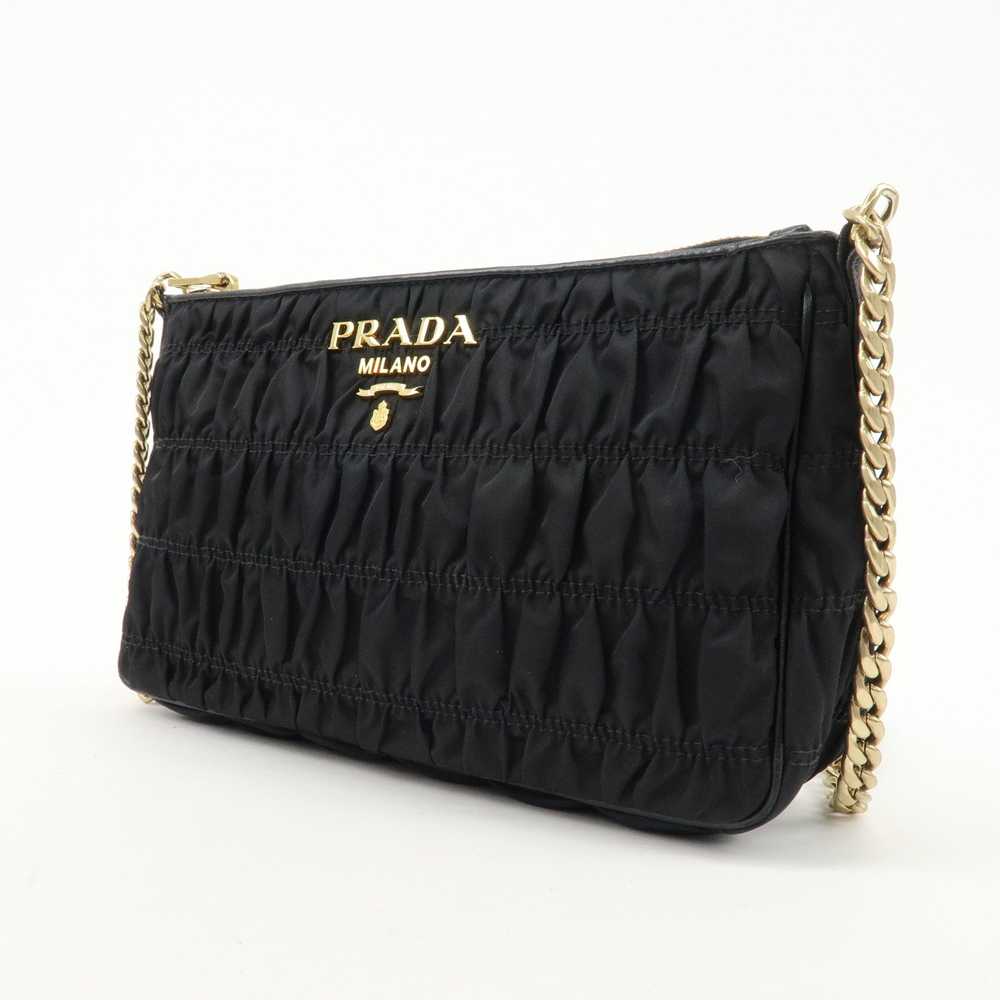 PRADA Nylon Leather Chain Shoulder Bag Black 1BH1… - image 3