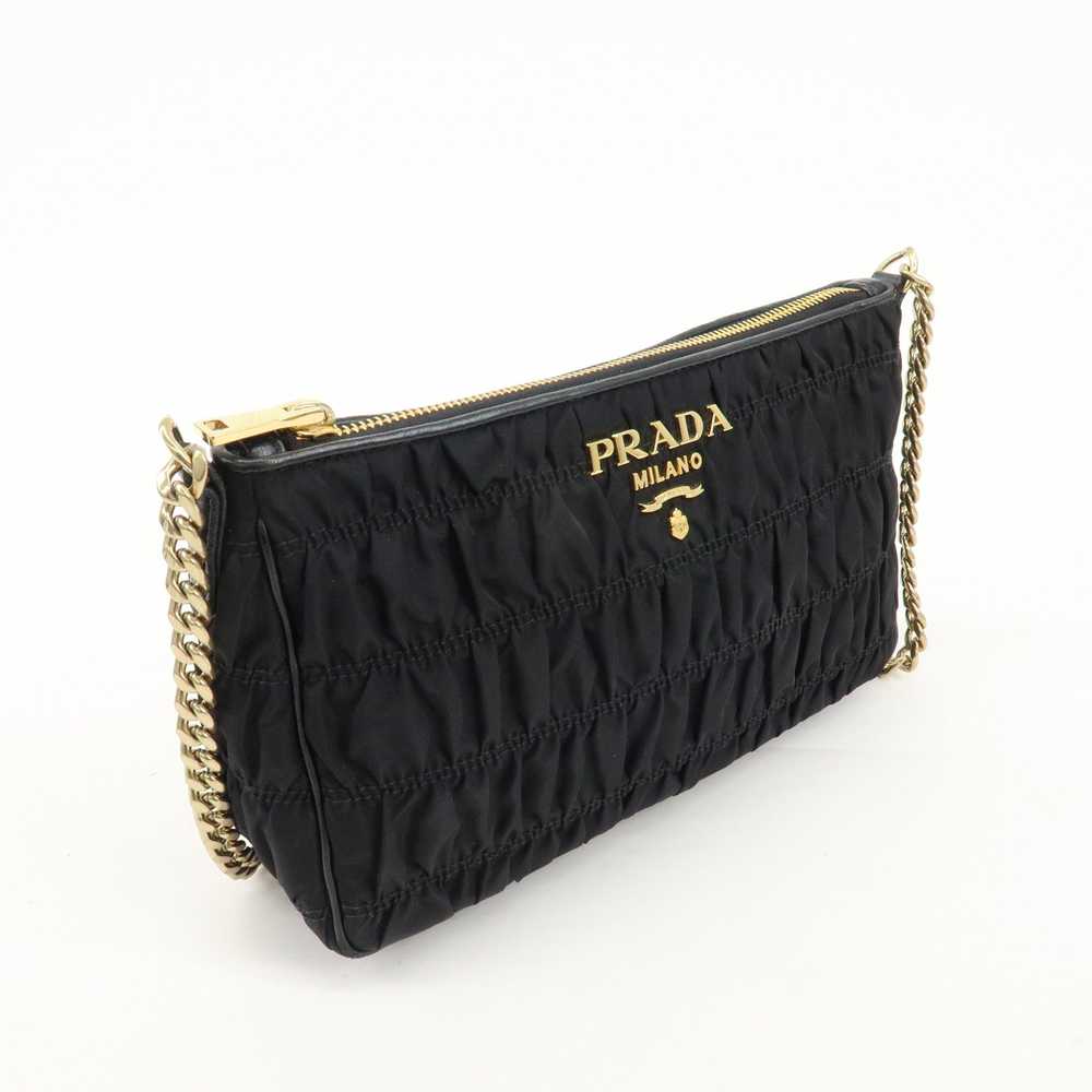 PRADA Nylon Leather Chain Shoulder Bag Black 1BH1… - image 4