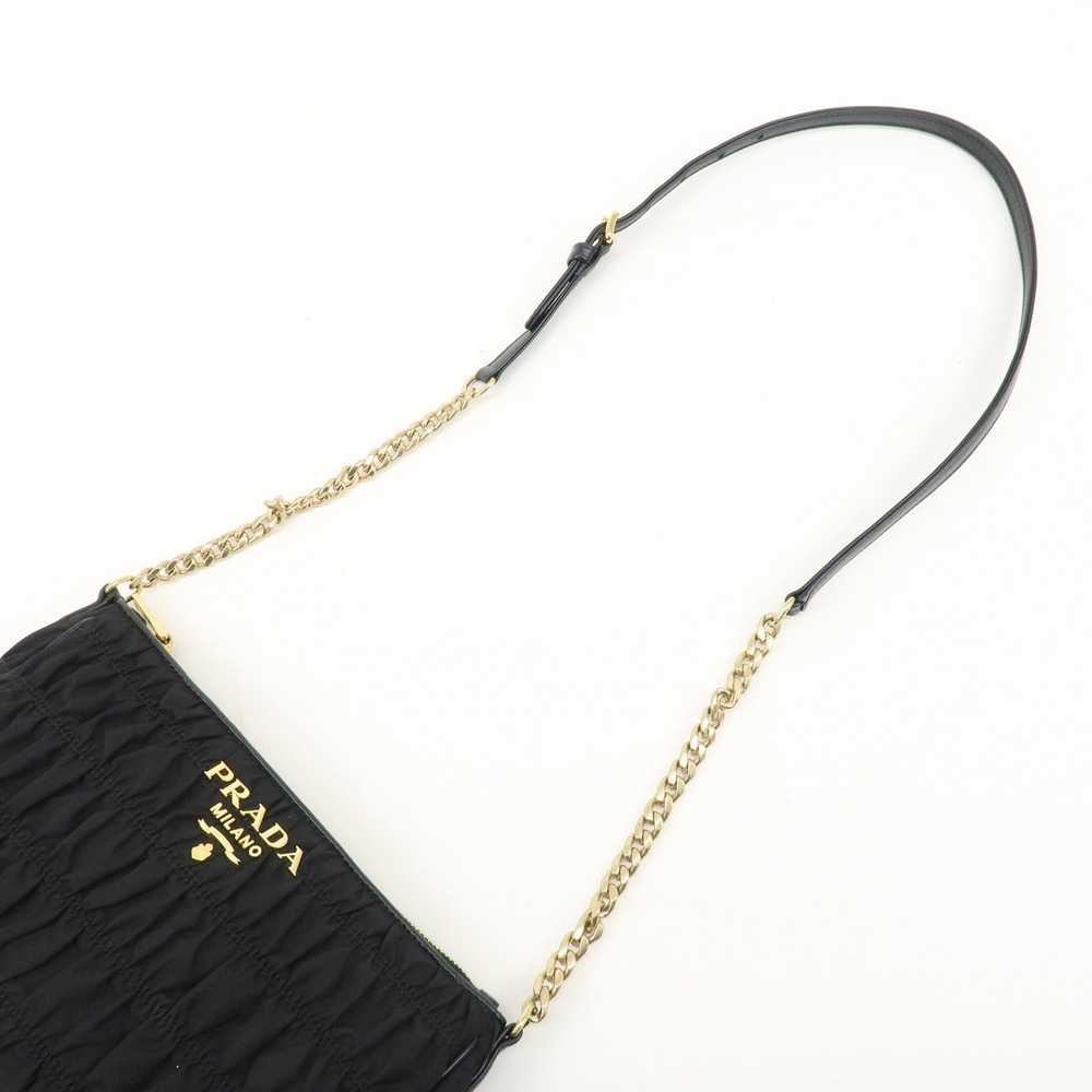 PRADA Nylon Leather Chain Shoulder Bag Black 1BH1… - image 6