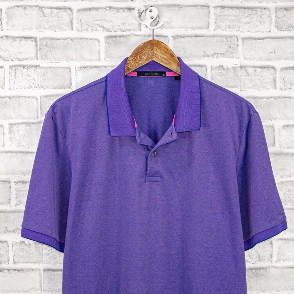 GREYSON Short Sleeve Golf Polo Shirt in Purple Pi… - image 5