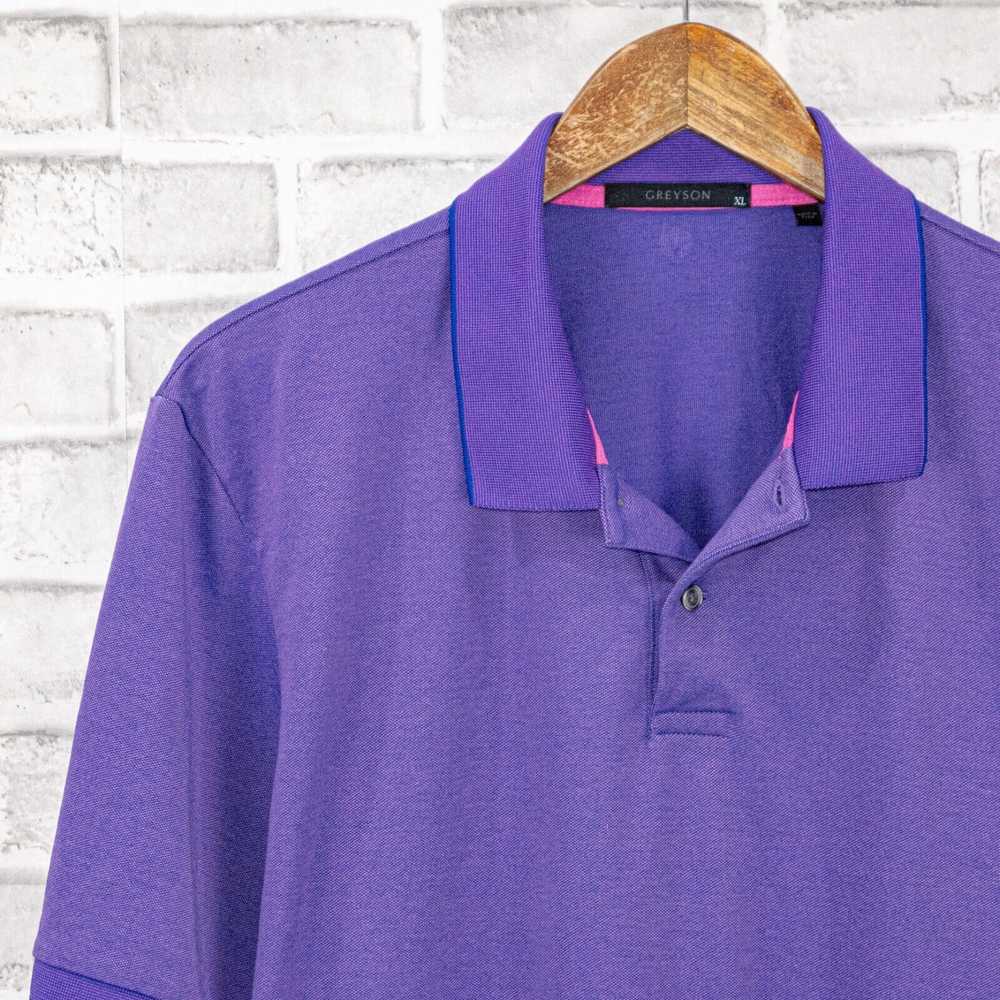 GREYSON Short Sleeve Golf Polo Shirt in Purple Pi… - image 6