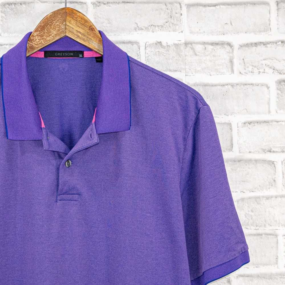 GREYSON Short Sleeve Golf Polo Shirt in Purple Pi… - image 7