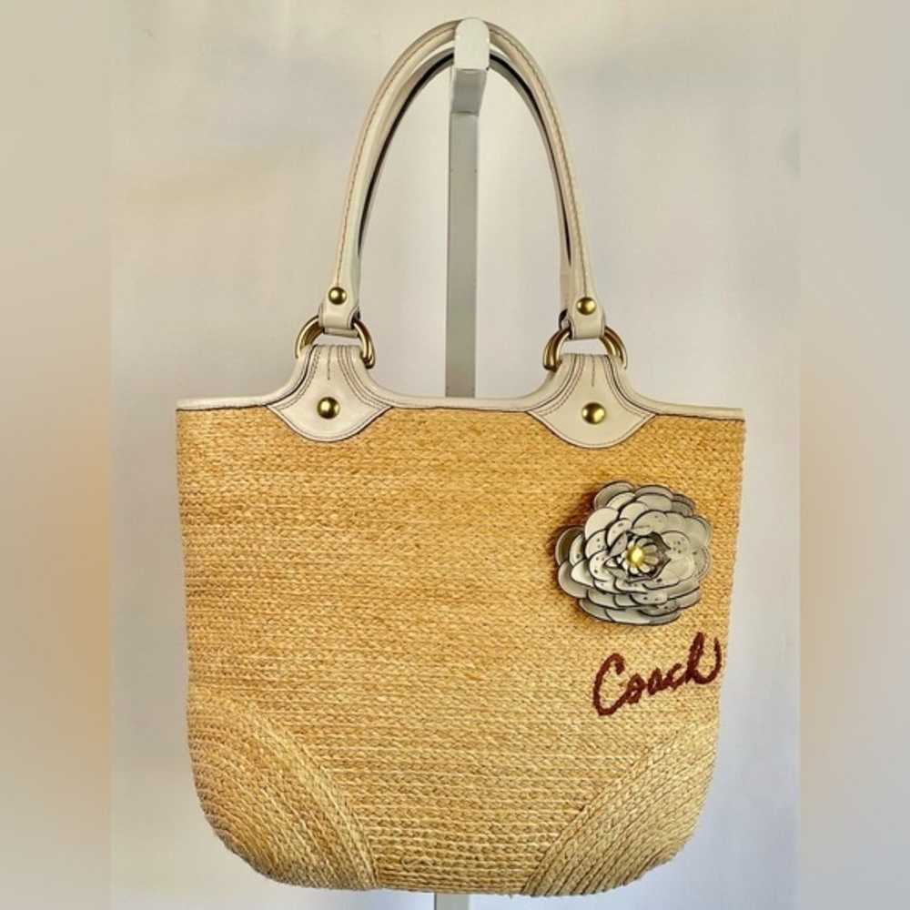 Authentic Vintage Coach Bleecker Straw Tote Bag. - image 1