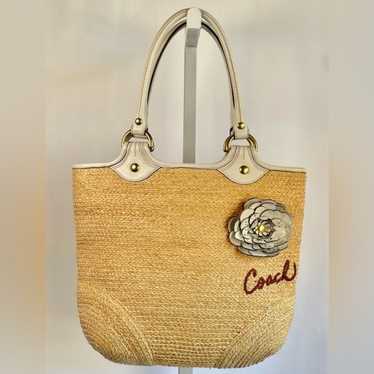 Authentic Vintage Coach Bleecker Straw Tote Bag. - image 1