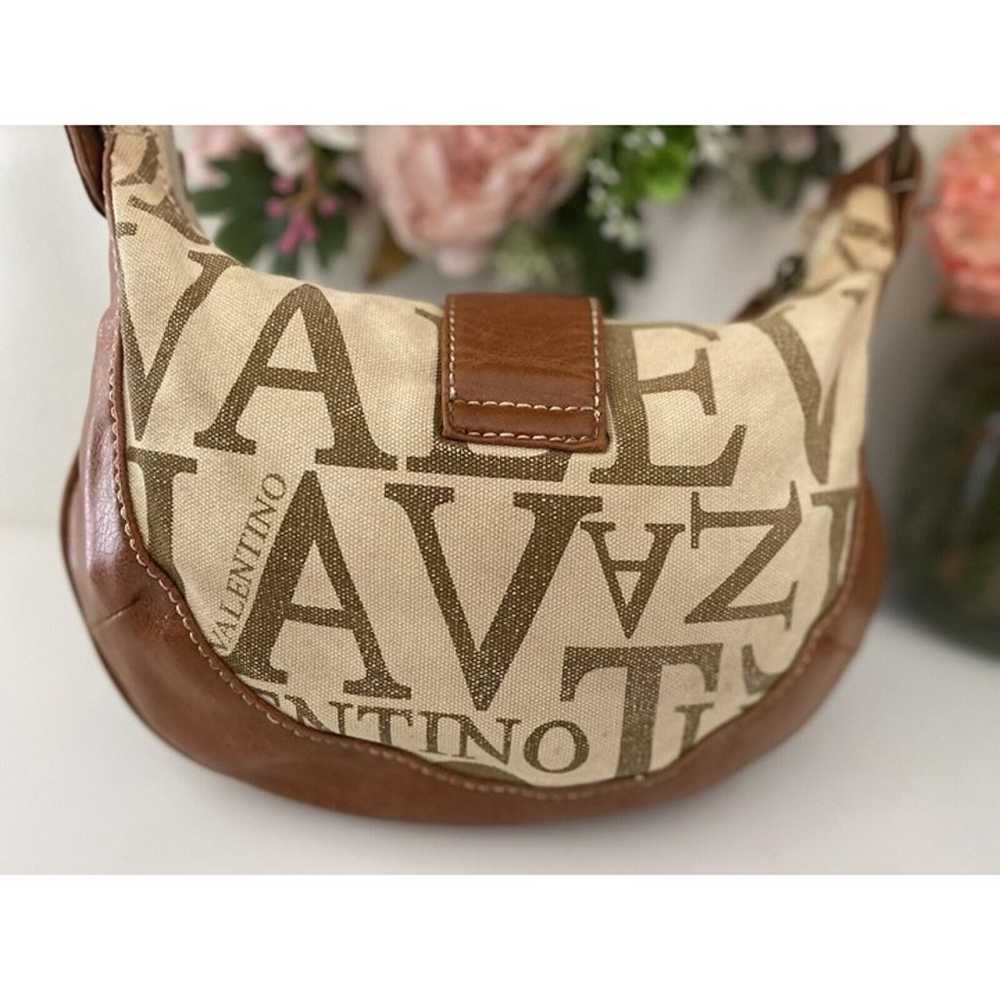 Vintage Mario Valentino Shoulder Bag Canvas Faux … - image 11