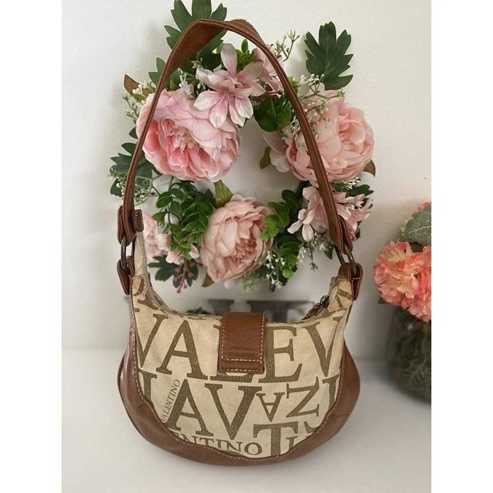 Vintage Mario Valentino Shoulder Bag Canvas Faux … - image 5