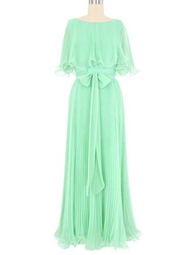 Seafoam Accordion Pleated Ruffle Gown