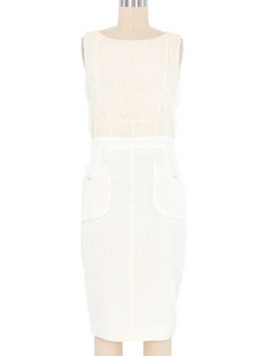 Chanel Ivory Crinkle Chiffon and Boucle Mini Dress