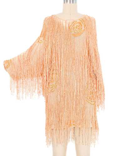 Peach Fringed Knit Tunic