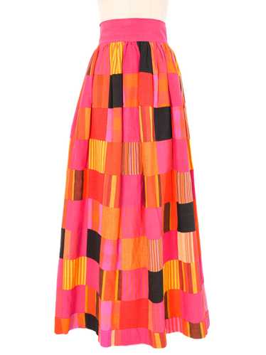 Patchwork Linen Maxi Skirt