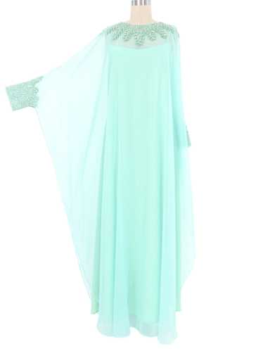 Ice Blue Sheer Caftan And Slip