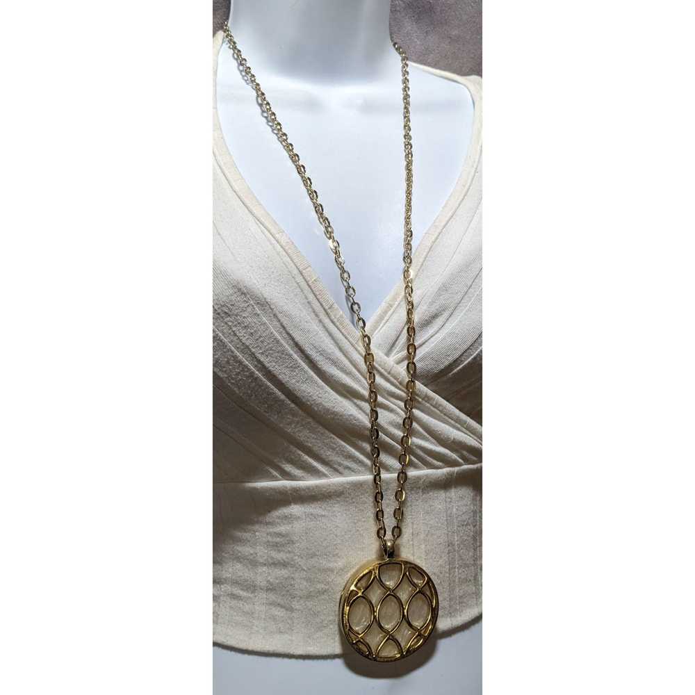 Other Charter Club Gold Lattice Medallion Necklace - image 4