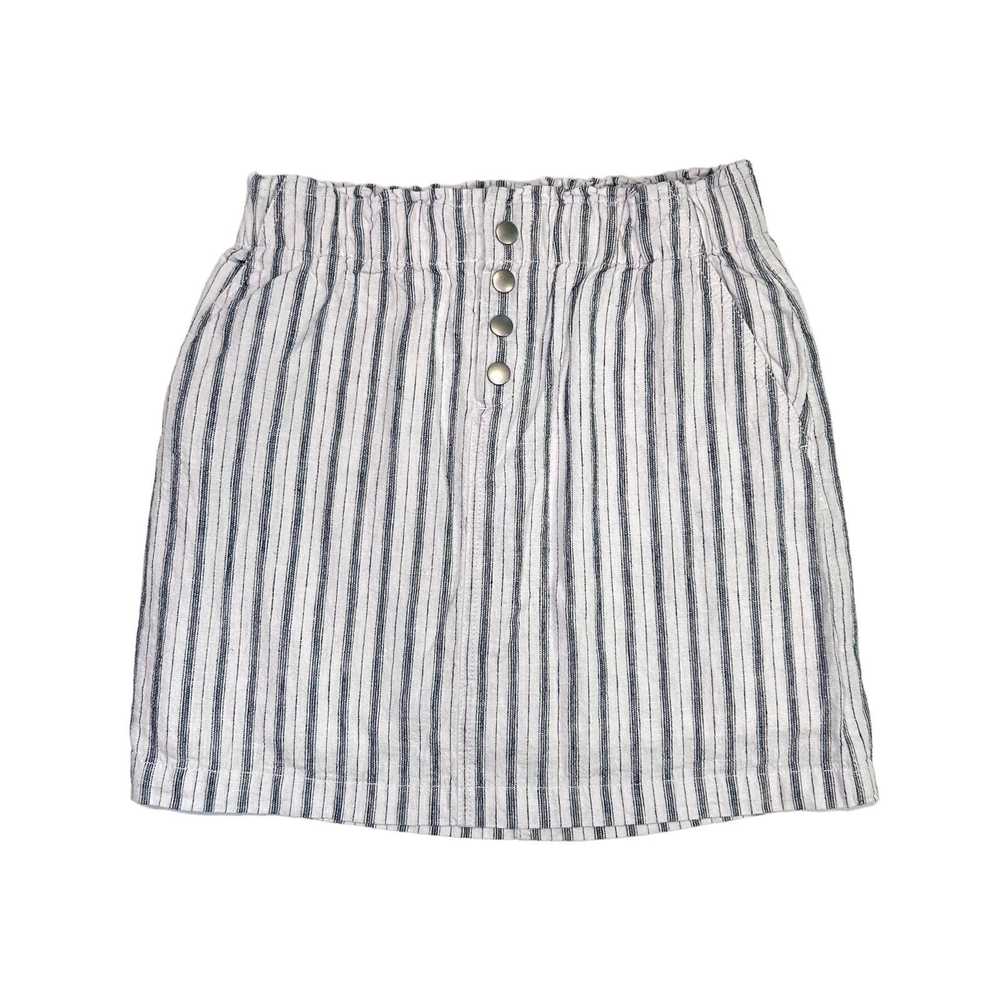 Loft White Blue Striped W/ Button Accent Skirt Lo… - image 1