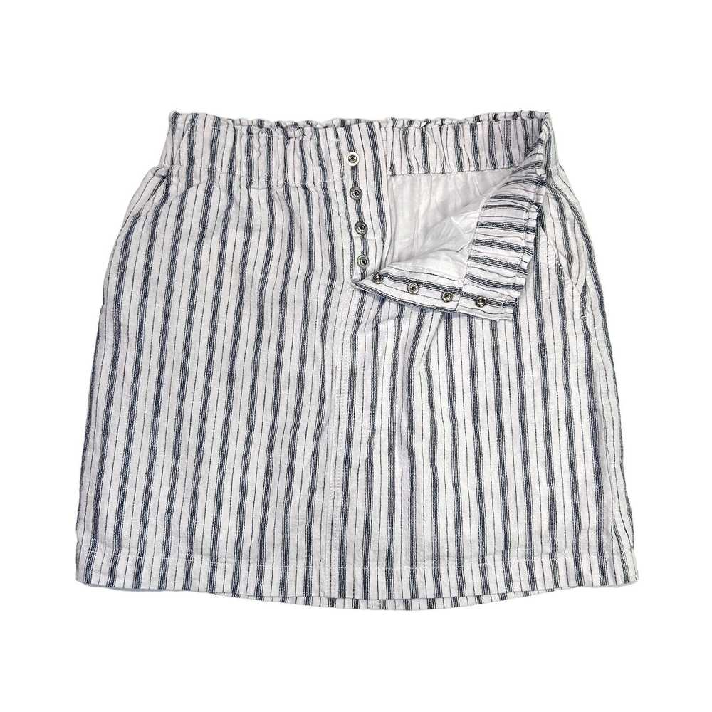 Loft White Blue Striped W/ Button Accent Skirt Lo… - image 3