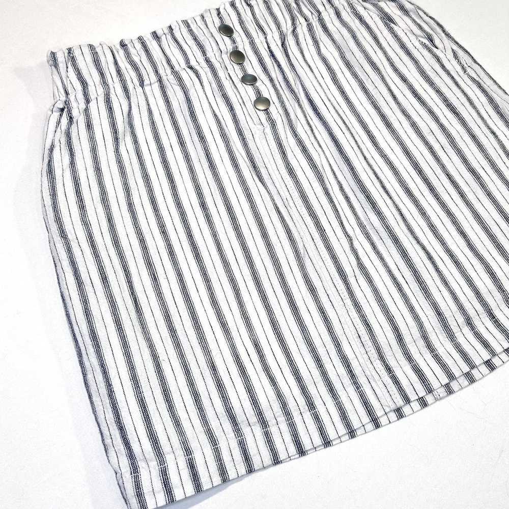 Loft White Blue Striped W/ Button Accent Skirt Lo… - image 4