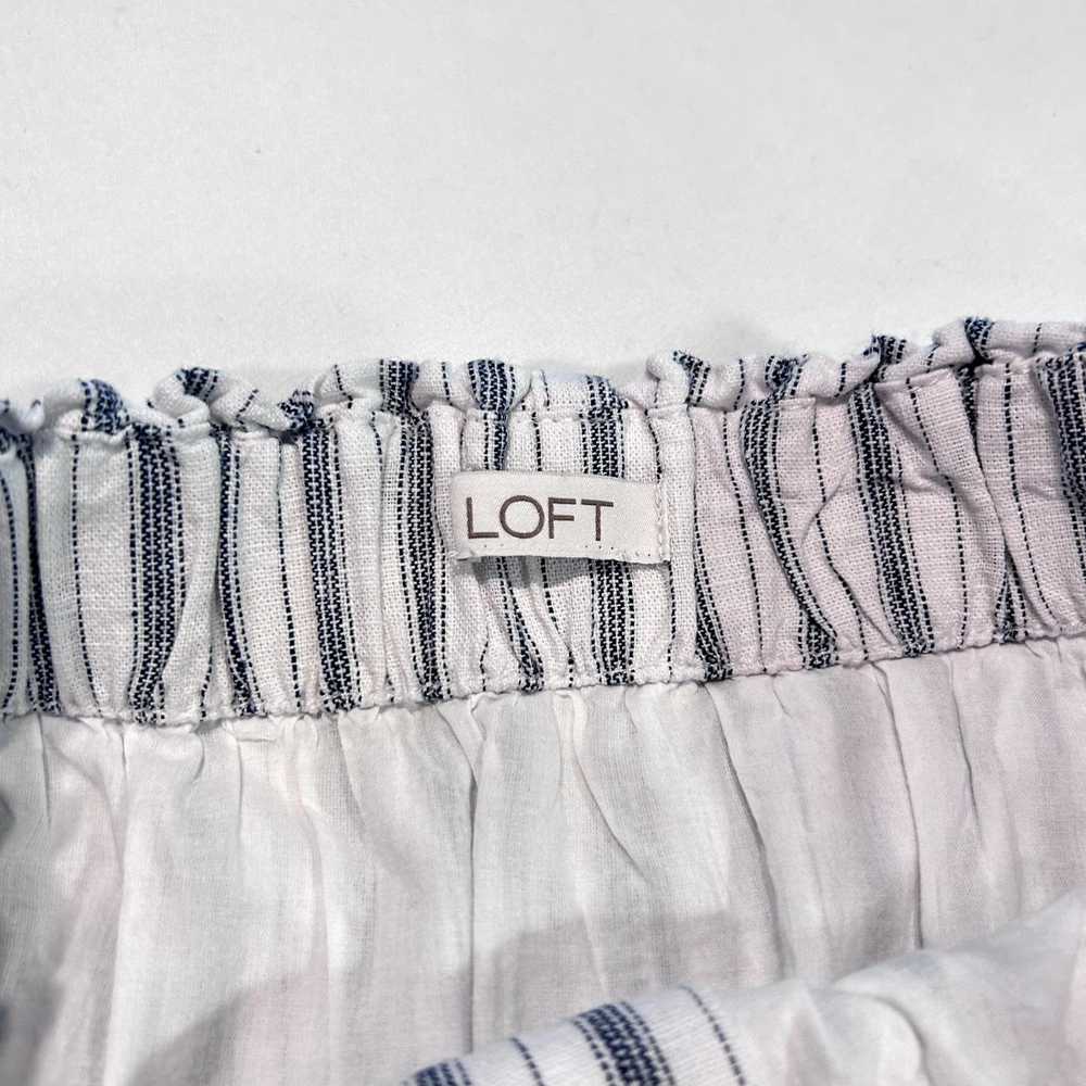 Loft White Blue Striped W/ Button Accent Skirt Lo… - image 5