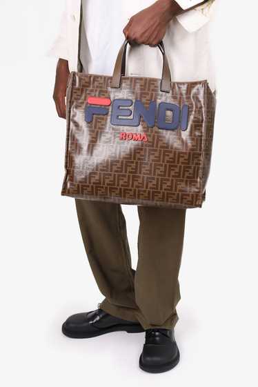 Fendi x Fila Brown Coated Canvas Zucca Mania Tote 