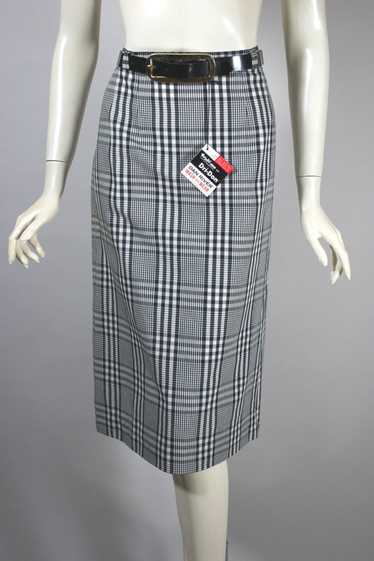 Deadstock 1960s pencil skirt black white plaid cot