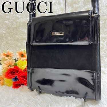 Vintage GUCCI Enamel Suede Tote Bag Black - image 1