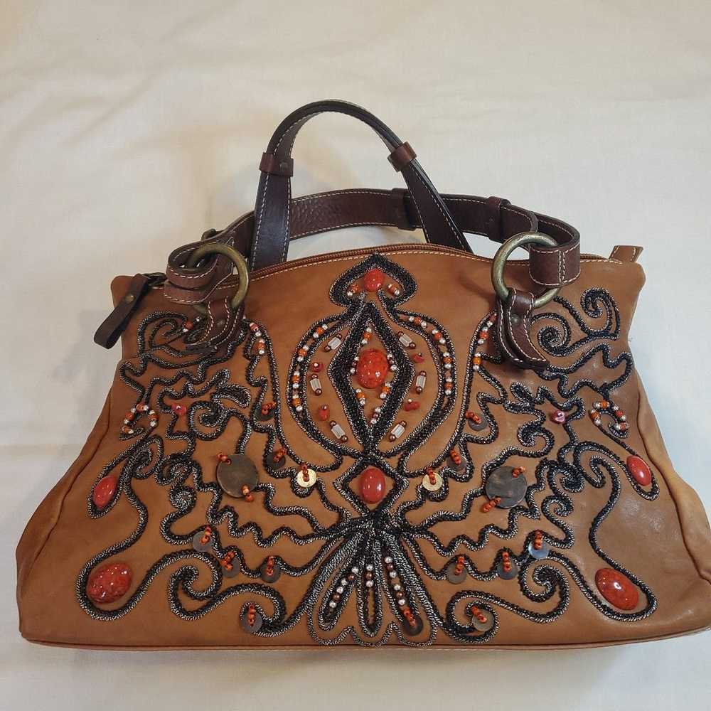 Vintage Gianni Chiarini beaded leather bag with d… - image 1